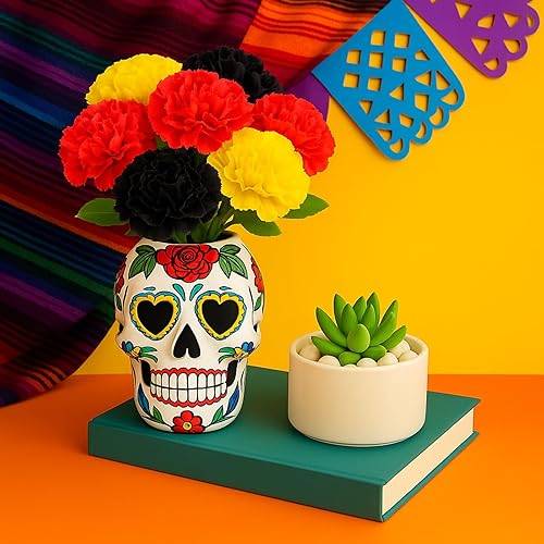 Miniatura 3 de Waydress Ramo de caléndula artificial, ramo de caléndula falsa para Halloween, flores artificiales de caléndula con tallo para fiesta de cumpleaños,