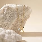 Waterproof 14K Gold Plated Initial Necklace for Women, Dainty Letter Pendant with Cubic Zirconia Charm, Non Tarnish Minimalist Layering Chain, Hypoallergenic Everyday Jewelry Gift