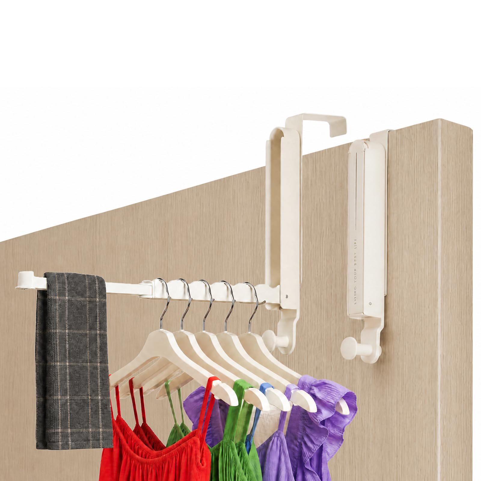 Patère intérieur amovible extensible JOOM crochet de porte blanc en métal pour vêtement et sac