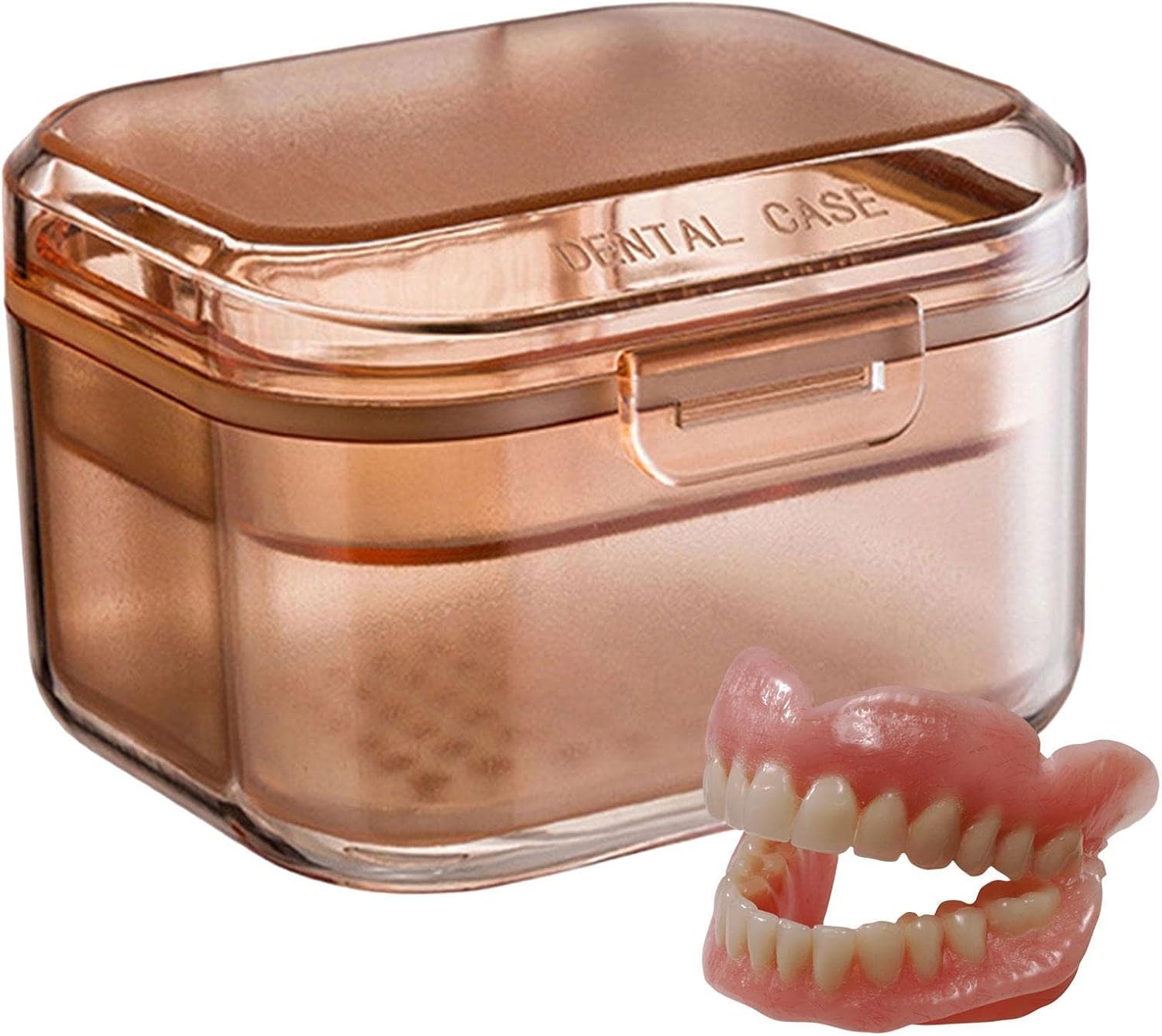 False Teeth Container, Denture Bath Case, Denture Cup Holder Case Travel Leak Proof with Lid