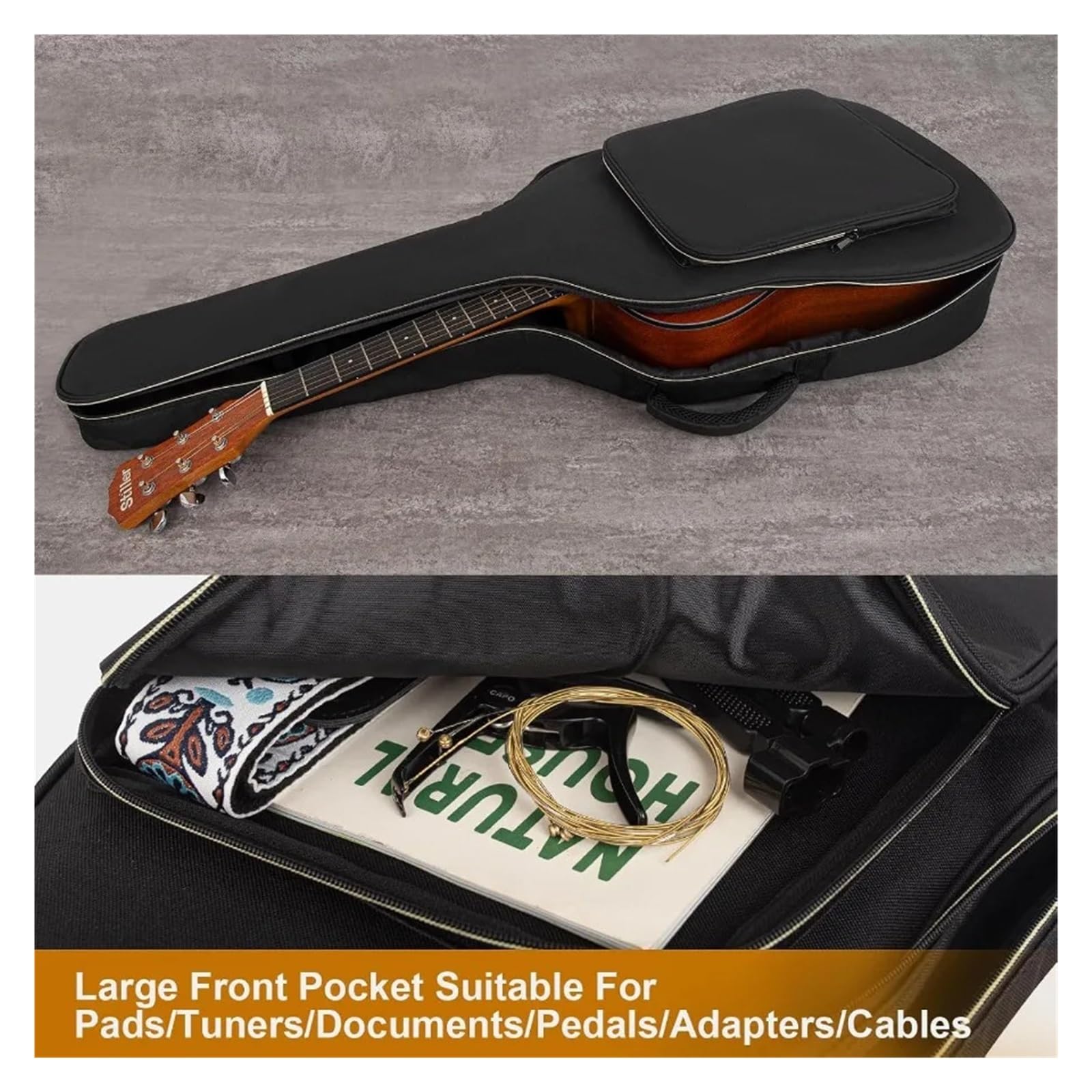 Bolsa for Guitarra acústica de 39, 40 y 41 Pulgadas con Acolchado Grueso Impermeable 0,5 Correa Hombro Ajustable. Funda for para Guitarra