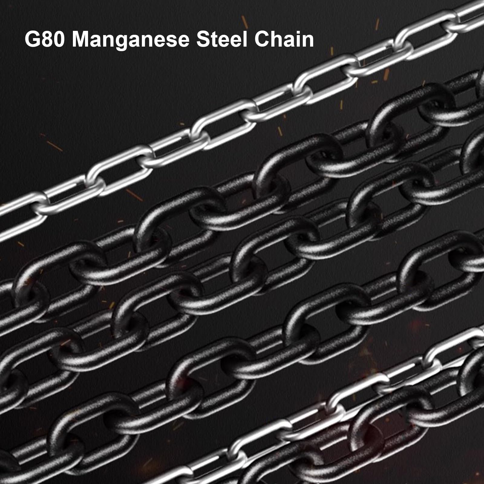 Paranco a Catena Manuale, capacità 1 T, 2 T e 3 T, con Catena in Acciaio al Manganese G80 e 2 Ganci, Ideale per Sollevamento in Garage e Magazzino(2200lb/29ft)