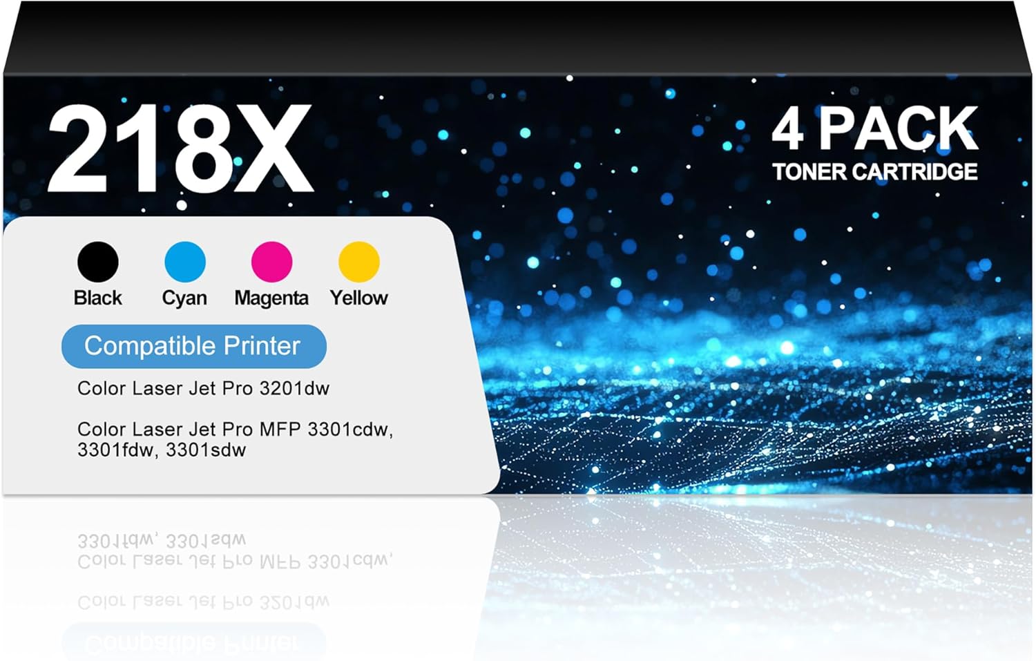 218A Toner Cartridges Compatible with HP 3301 Toner 218A 218X Color Laser Jet Pro MFP 3301fdw 3301cdw 3201dw 3301sdw Printer for HP 218A W2180A Ink Toner Cartridge 4Pack(Black Cyan Yellow Magenta)