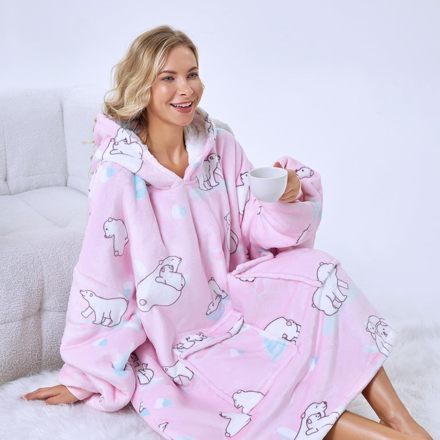 Oversized Wearable Blanket, Big Hooded Blanket Sweater, Hideout Hoodie for Women Teen Girl Sister Gifts - Image 4