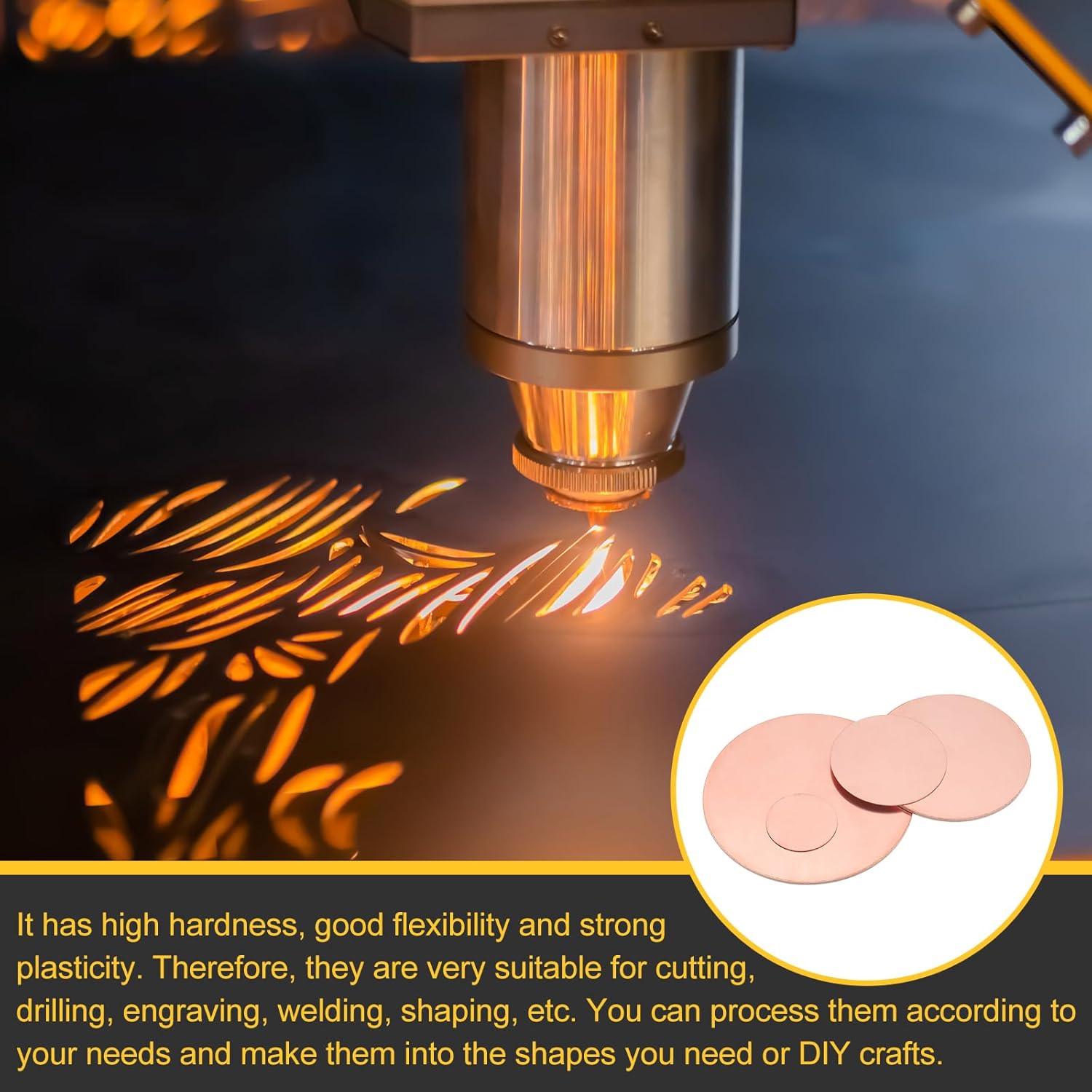 uxcell 6Pcs Copper Round Plate, 0.02"(0.5mm) Thick 0.6"(15mm) Dia Pure Copper Metal Sheet T2 Copper Round Disc Brass Circle Gaskets for Metal Stamping DIY Crafts