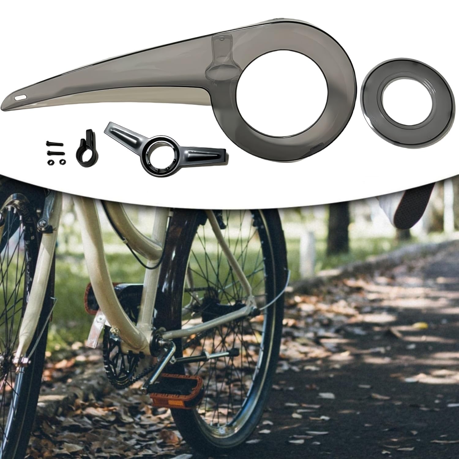 Osłona łańcucha górskiego, osłona łańcucha rowerowego, osłona łańcucha, osłona łańcucha, osłona łańcucha, akcesoria rowerowe 32-38T (przezroczysta, czarna, kompletny zestaw)