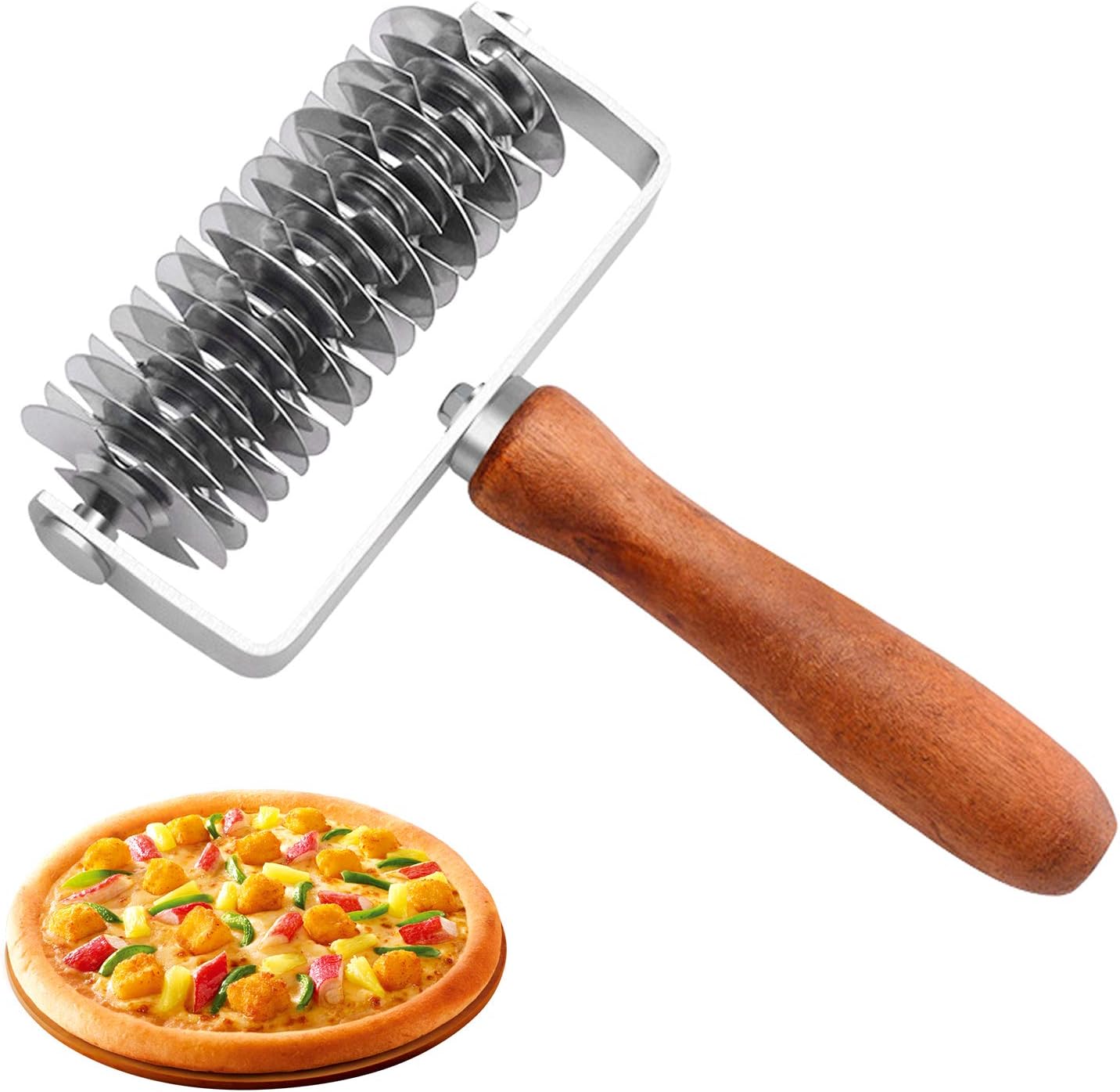 Stainless Steel Roller Dough Cutter, Pizza Lattice Roller Lattice Roller Cutter Kitchen Cooking Baking Tools for Pie Pizza Cake Bread Cookie