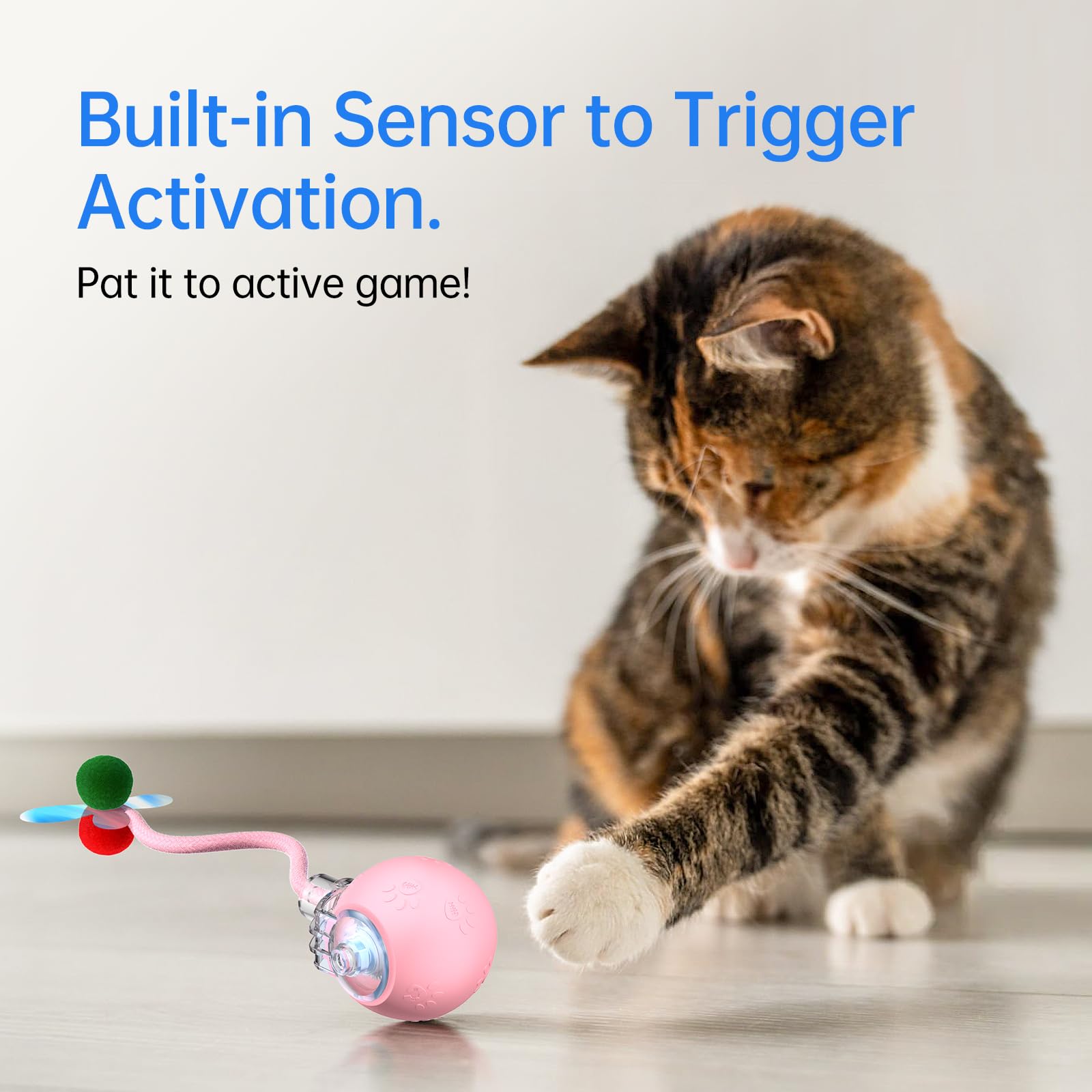 Interactive Cat Toys for Indoor Cats - 2025 New Upgraded Kitten Toy with Speedy Tail 2.0, Automatic Cat Toys for Bored Indoor Adult Cats, Motion-Activated, Rechargeable(Pink)