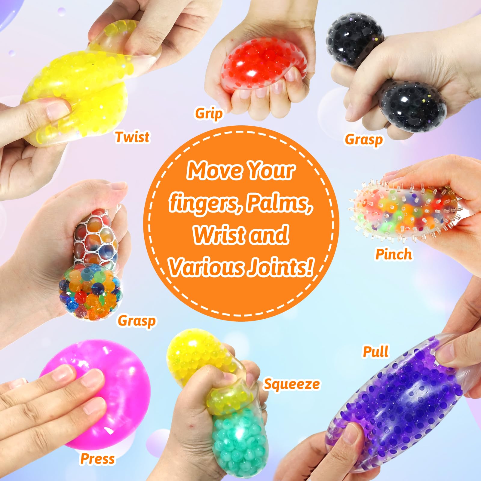 12 Pièces Balles Anti-Stress, Boules Sensorielles Boules Jouet Anti Stress Balle Sensorielle pour Enfants et Adultes se Détendre Soulager l'anxiété et Apaiser