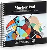 Prudiut 50 Sheets Bleedproof Marker Paper Pad 7.6x7.6 Inch 120gsm Spiral Sketchbook for Alcohol Markers, Artists & Beginners