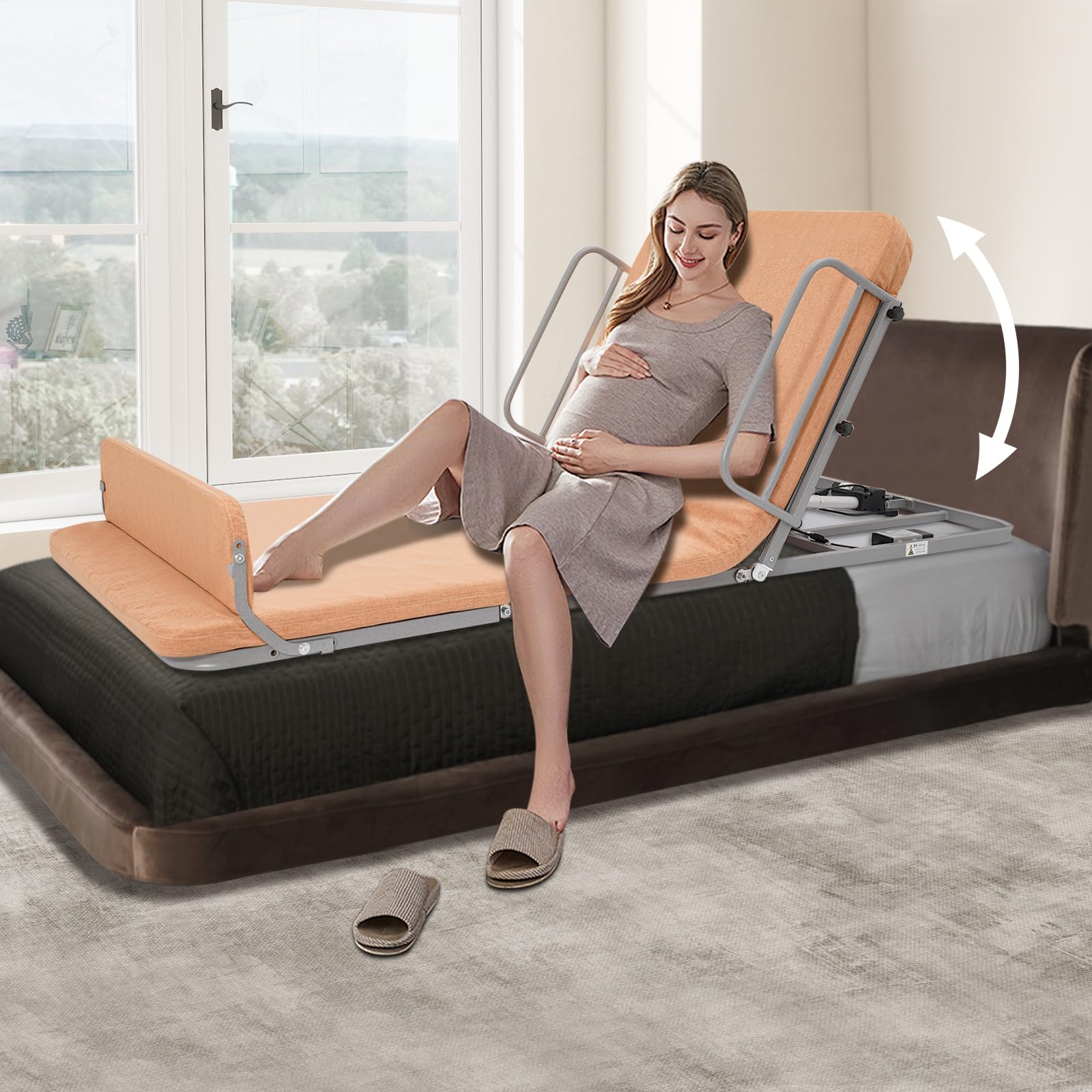 sertheha Electric Lifting Bed Backrest for Sitting Up, 297Lbs Multi-Angle Adjustable Bed Chair Tummy Tuck Pillow, Foldable Bed Backrest for Shoulder Back Support Rest in Bedrooms, Nursing Homes