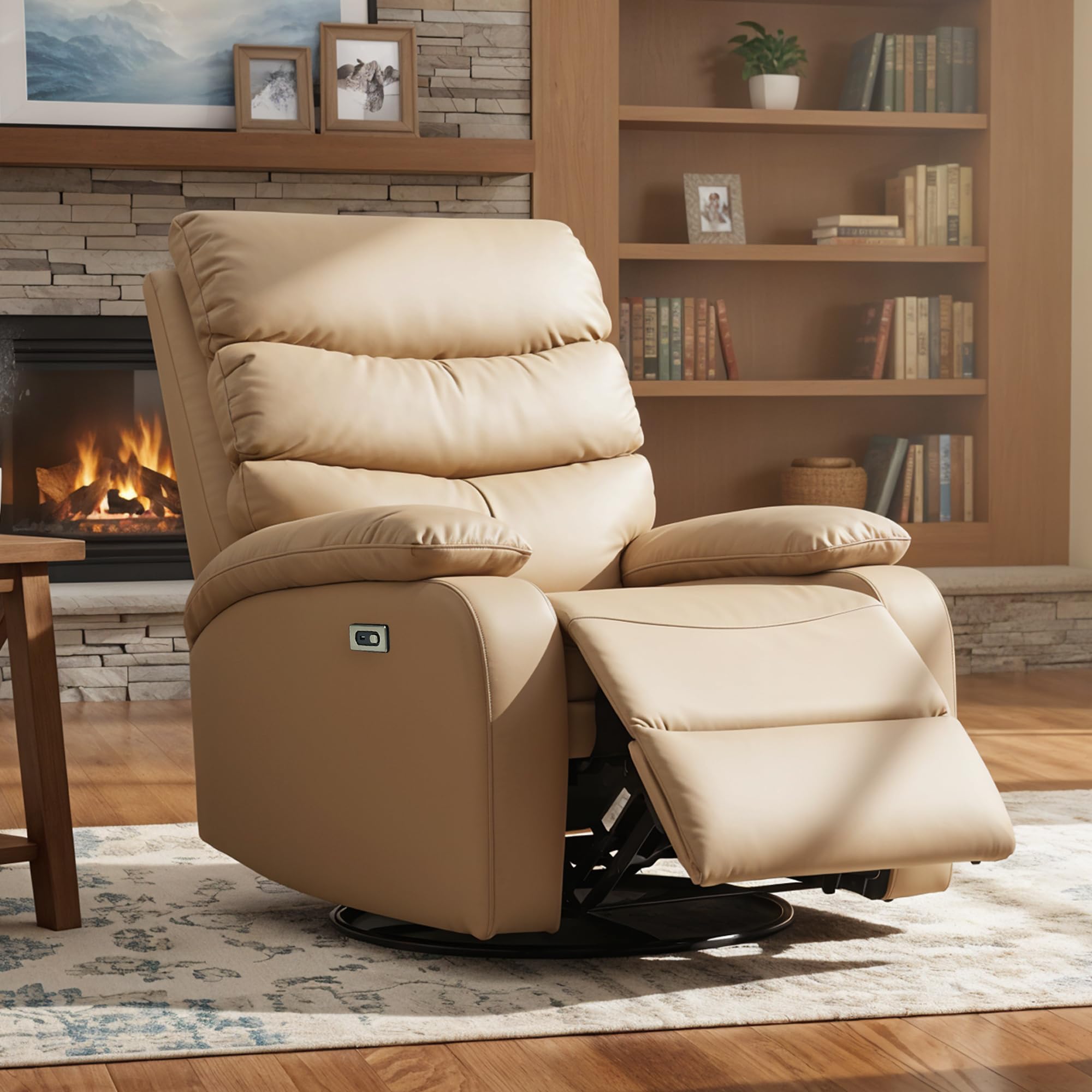 DROGO Velora Electric Motorised Recliner Sofa 1 Seater with Rocking, Revolving & Rapid Recline Technology | Recliner Chairs for Home with Premium PU Fabric & Padded Body, 1 Year Warranty (Brown)