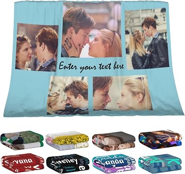 Personalized Blanket with Photo Text Custom Picture Throw Blanket Kids Adult Customized Blankets Gifts for Christmas Birthday