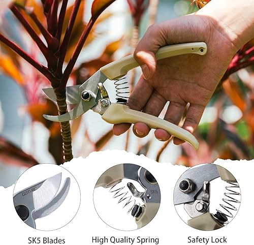 Miniatura 3 de Goture Tijeras de jardín SK5, tijeras de podar para jardinería, tijeras de jardín SK5, herramientas de tijeras de jardín beige