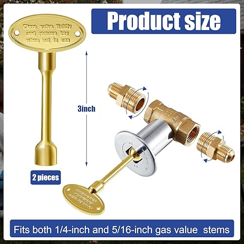 Miniatura 26 de Tondiamo 2 llaves universales de válvula de gas para fogatas de gas, repuesto de latón pulido para chimenea al aire libre, se adapta tanto a bolas