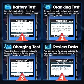 AUTOPHIX BAS100 Car Battery Tester 12V 24V with AUTOPHIX Storage Bag Protective Case