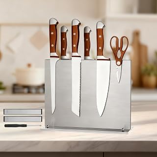 Stainless Steel Magnetic Knife Holder with 2pcs Sharpener