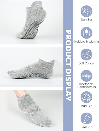 Miniatura 2 de AURUZA Calcetines de agarre para mujeres y hombres, calcetines de agarre de pilates, calcetines de yoga antideslizantes con agarres para barre