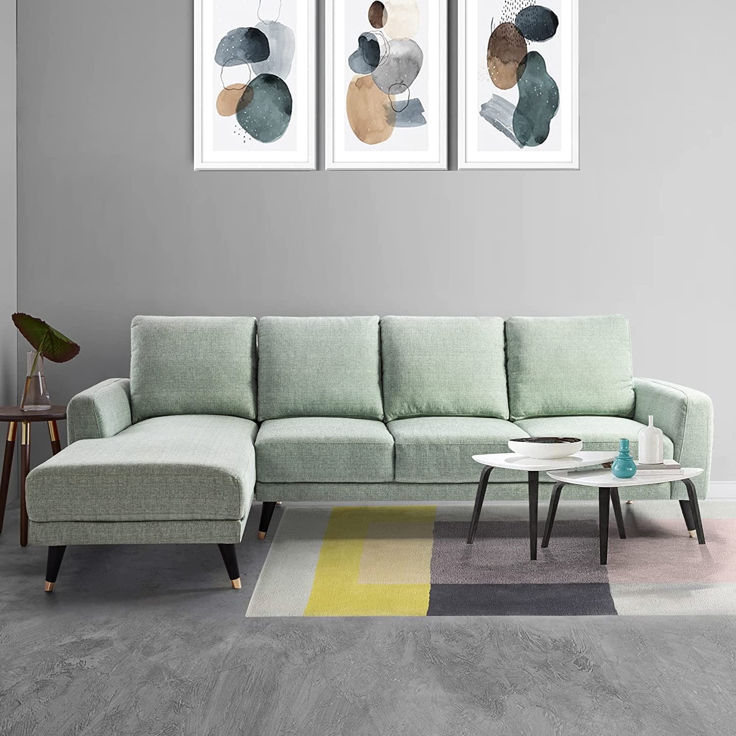 HomeTown Regent Fabric Three Seater Sofa with Right Hand Side Lounger