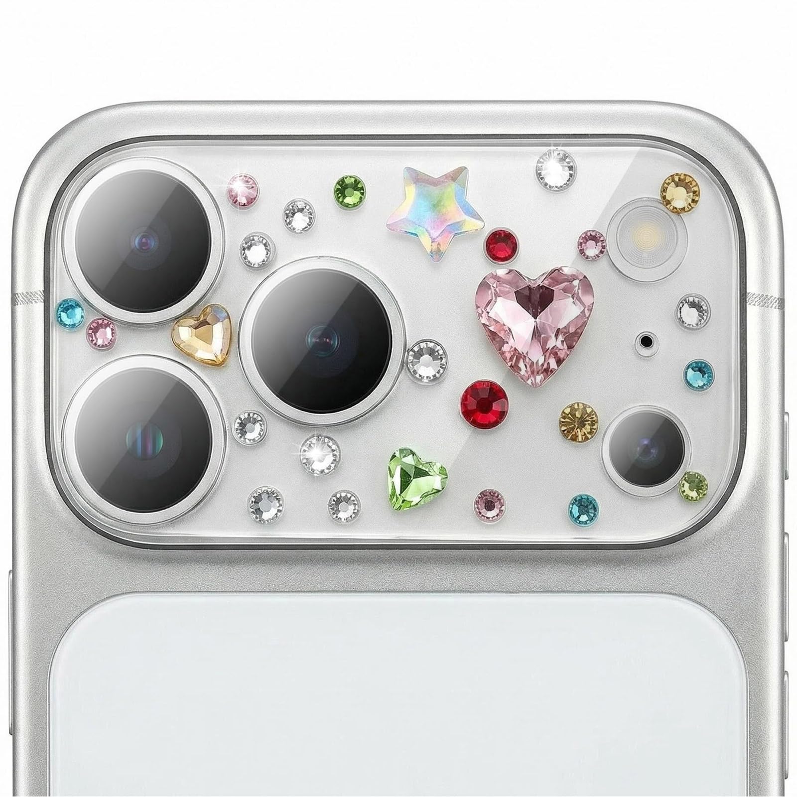 Photo 1 of SOLET Glitter Camera Lens Protector for iPhone 17 Pro Max - Bling Diamond Decor (Heart/Star/Circle Rhinestone), 9H Anti-Scratch & 3D Full Cover, Sparkly Camera Cover for Trendy Girls and Women