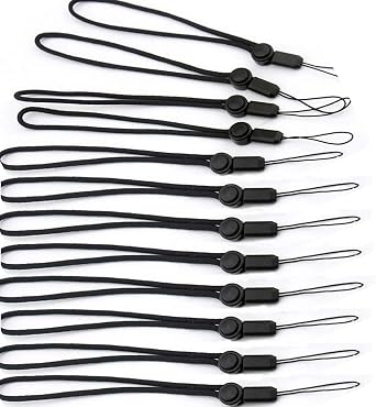 YOUOWO Wrist Black Lanyard Adjustable Length,Small Strap 12 Pcs Short Lanyards,For Keys Phone Cases Keychain USB