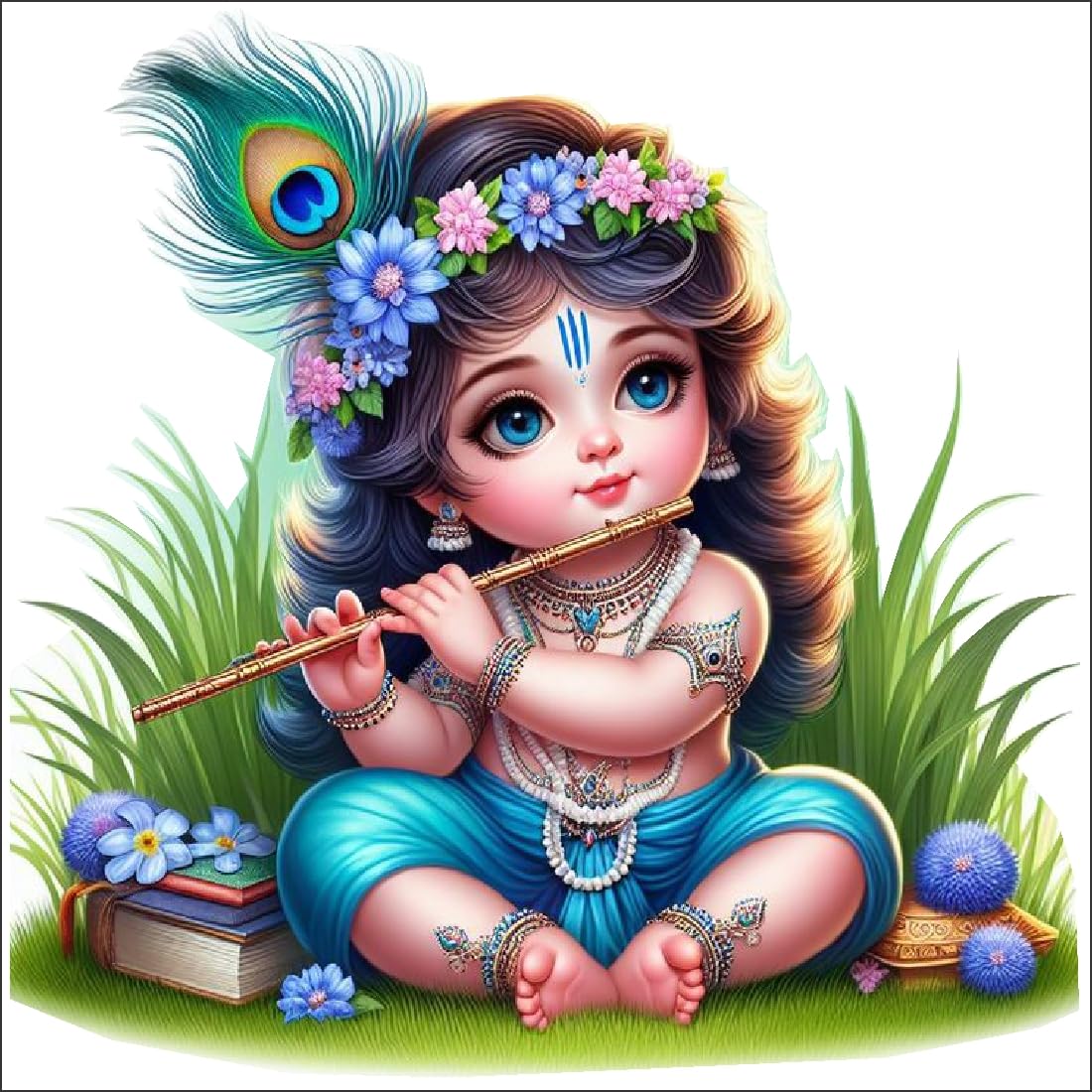 V TO H DECOR Beautiful Krishna Wall Sticker for Kids Room, Bedroom, Living Room, (Size -45 Cm X 45 Cm)