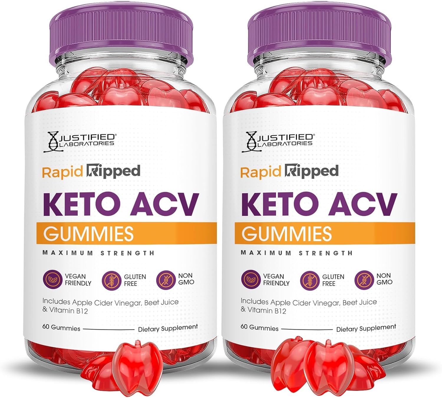 (2 Pack) Rapid Ripped Keto ACV Gummies Advanced Formula 1000MG Rapidripped Keto Gummies Apple Cider Vinegar Formulated with Pomegranate Beet Juice Powder B12 Vegan Non GMO 120 Gummys