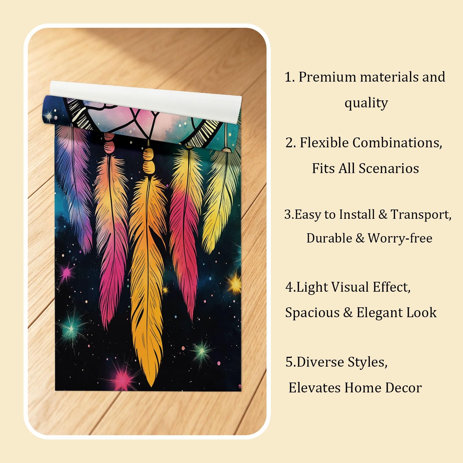 Fototapete Fantasy Sternenhimmel Traumfänger Wolken 250 x 175 cm 3D-Effekt Vliestapete, Boho Wandtapete Wanddekoration für Wohnzimmer, Küche, Schlafzimmer, TV Hintergrund & Kinderzimmer