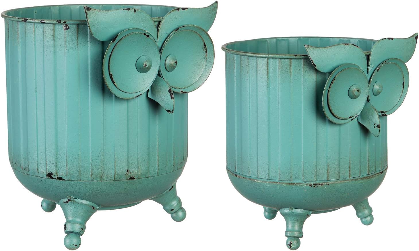 Evergreen Metal Owl Planter Set of 2, 7.5''x 7.5'' x 9.3'' inches