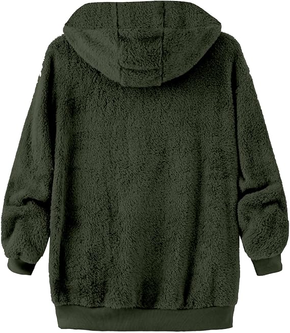Fleece Jacket Men Fuzzy Zip up Hoodie Open Front Hooded Cardigan Faux Fur Coat Warm Fall Winter Jackets Thermal Outwear