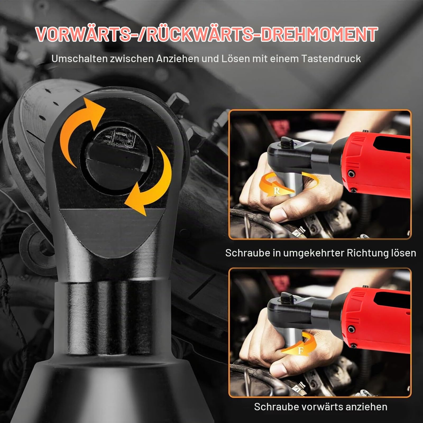VOBOR Schnurlose Akku Ratsche 3/8”, 2 x 4500mAh Akku 12V, 35N.m Ratschenschlüssel Set 320 U/Min, Kabellose Ratschenschrauber mit LED-Licht, Schnellladegerät & 7 Stecknüssen, für Autos, Möbel