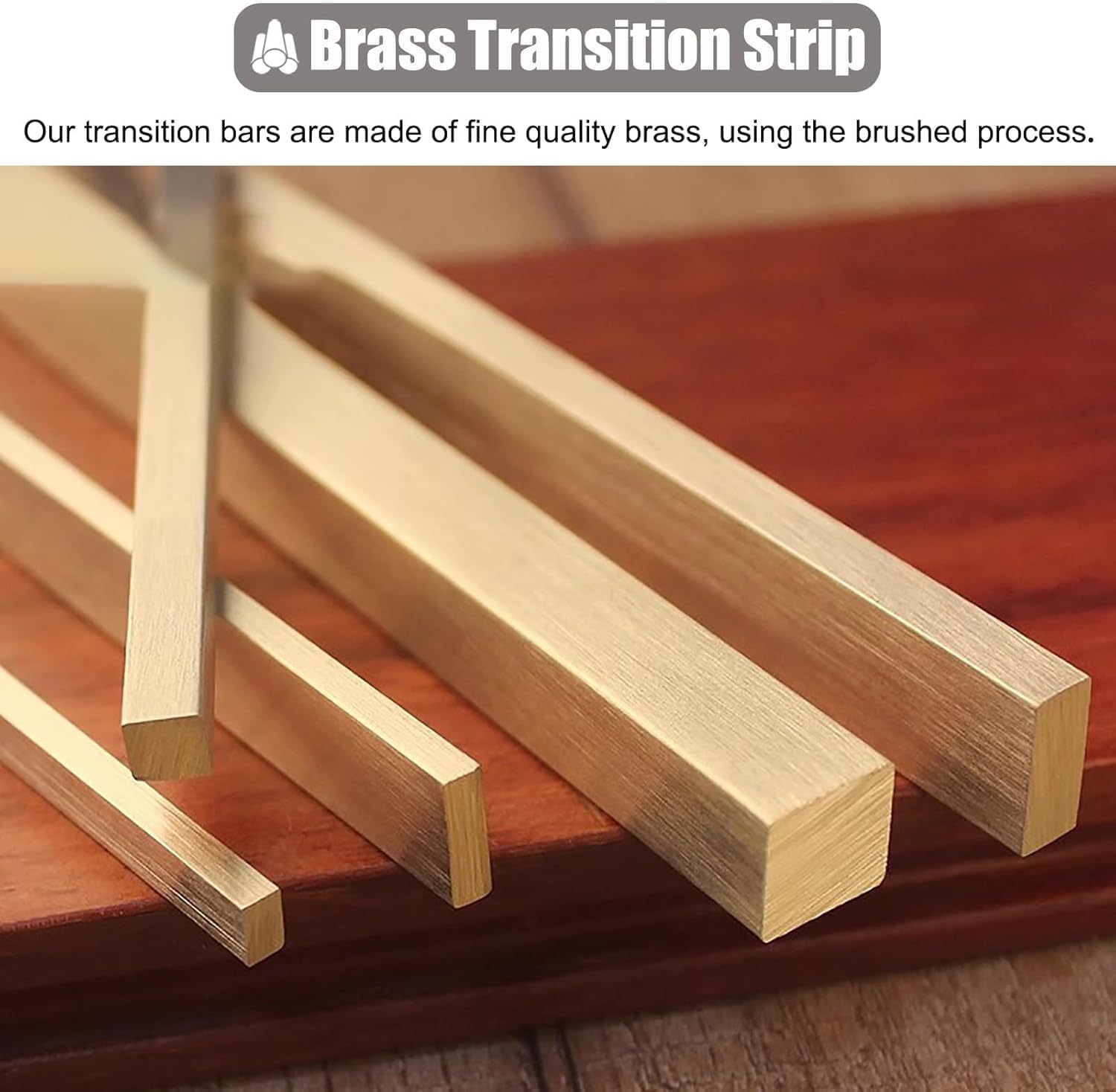 Solid Metal Transition Gap Strip Ramps for Vinyl Flooring, Brushed Brass Thresholds Bar Cover Rectangles, Heavy Duty Thresholds Edging Trim for Home(5mm X 3mm (1/4" X 1/8"))