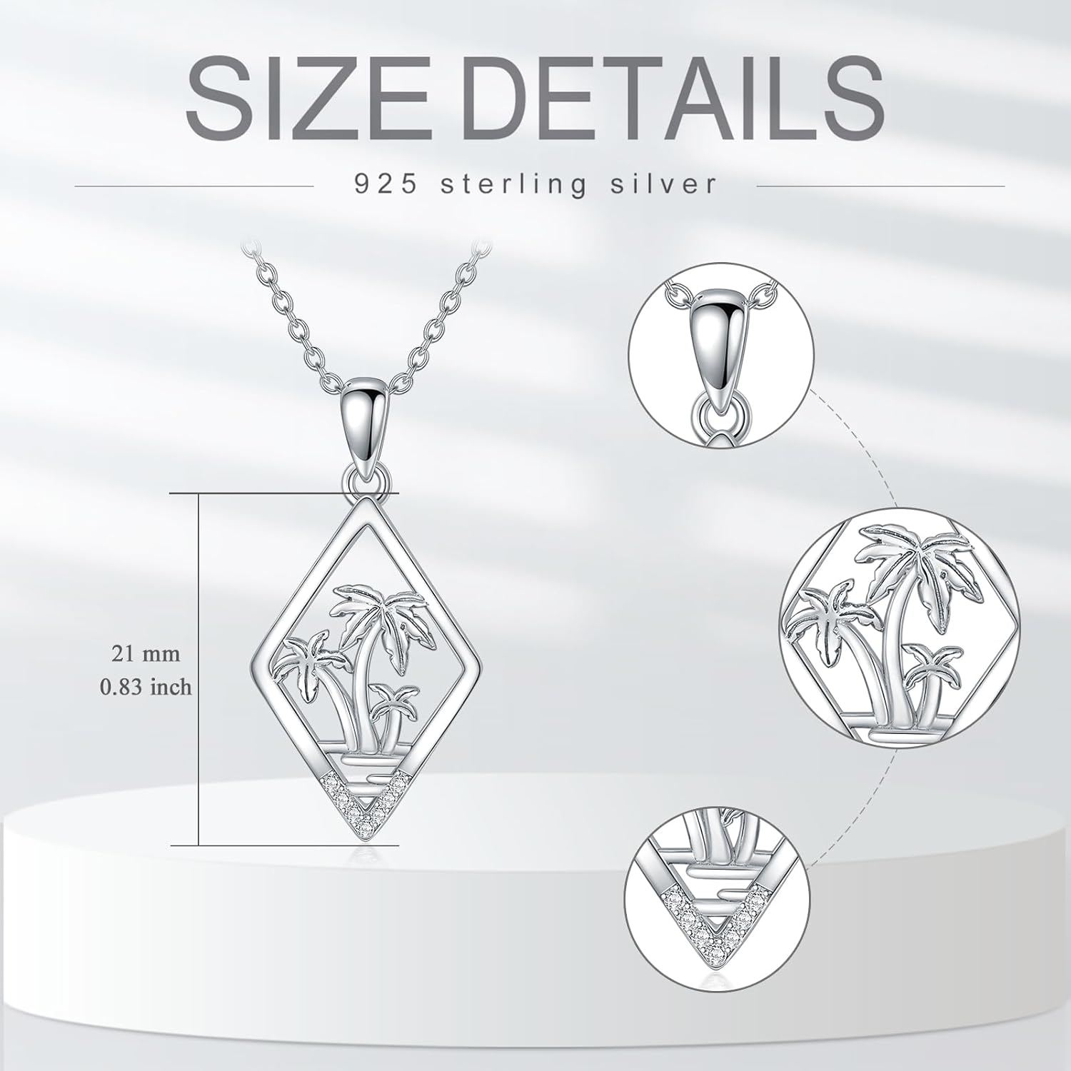 Diamond Palm Tree Necklace for Women 925 Sterling Silver Palm Tree Pendant Necklace Beach Neckalce Diamond Jewelry Gift for Women - Image 6