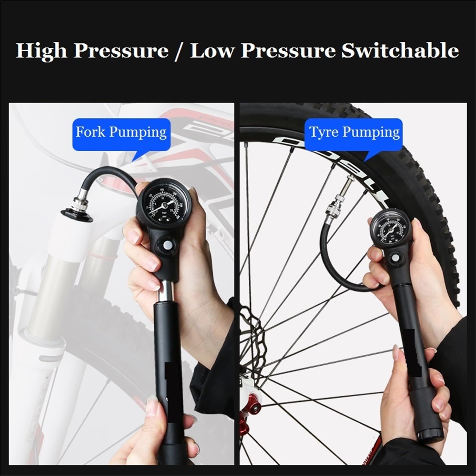 Fahrradpumpe 300psi MTB Suspension Luftpumpe Fahrrad Schock Gabel Pumpe Fahrrad Reifen Inflator Mini Gauge Reifen Pumpen Luftpumpe Fahrrad