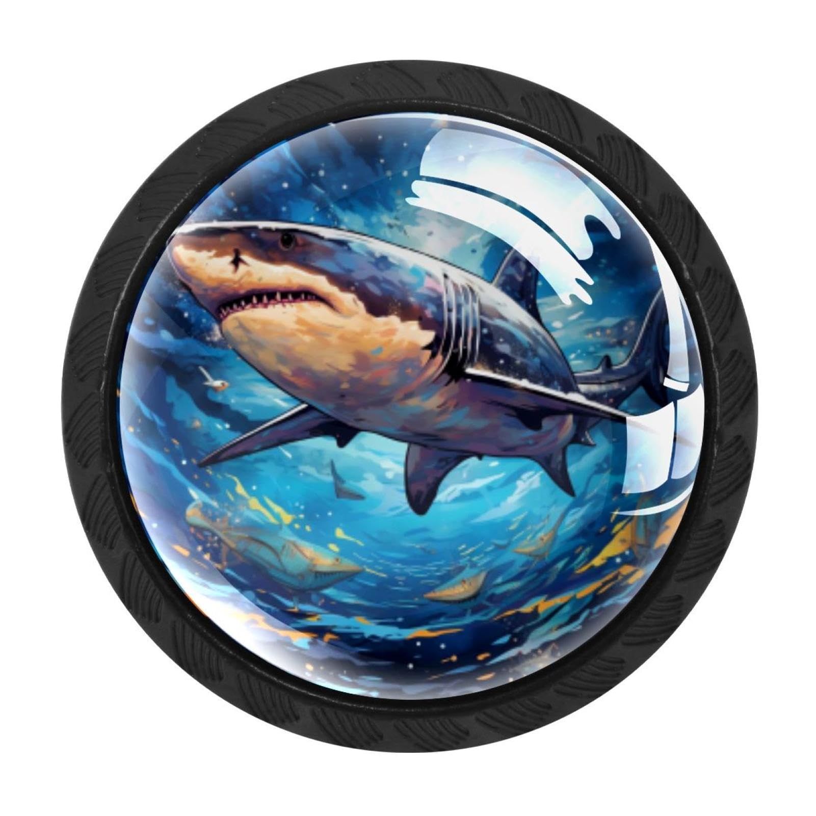 CHENZZZZ Starry Sky Shark Drawer Knobs Pull Handle Crystal Glass Circle Shape Cabinet Drawer Pulls Cupboard Knobs with Screws for Kitchen Cupboard Dresser Wardrobe etc