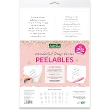 Katy Sue Wonderful Days Peelables Stickers for Card Making. 48 Peelable Verses, Peel Offs & Sentiments for Card Making Supplies from Katy Sue Designs. Sticker Size 99 x 93 MMS or 4 x 3.7 inches