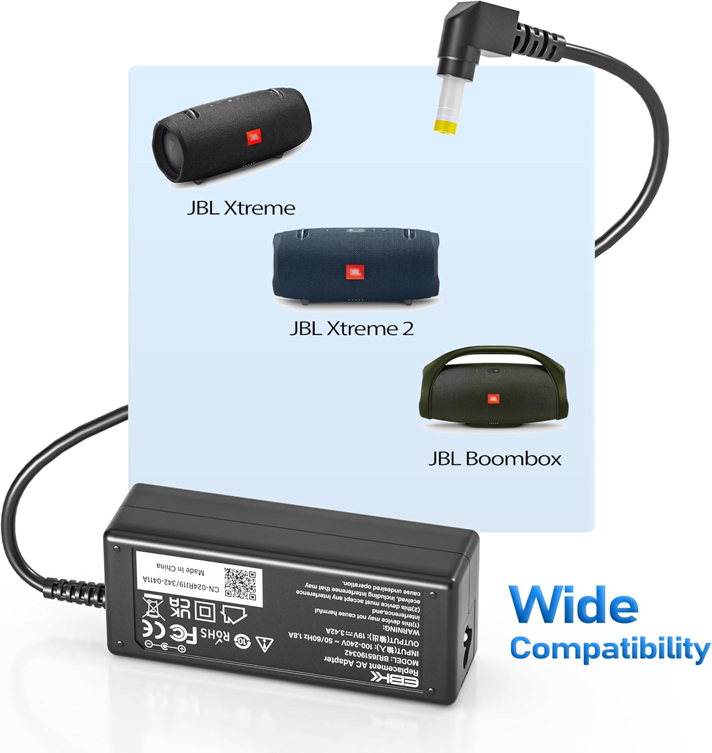 19V Replacement for JBL Xtreme 2 Charger/Extreme 2 / Xtreme/JBL Boombox Portable Wireless Bluetooth Speaker Replacement JBL Speaker Power Cord - Image 2