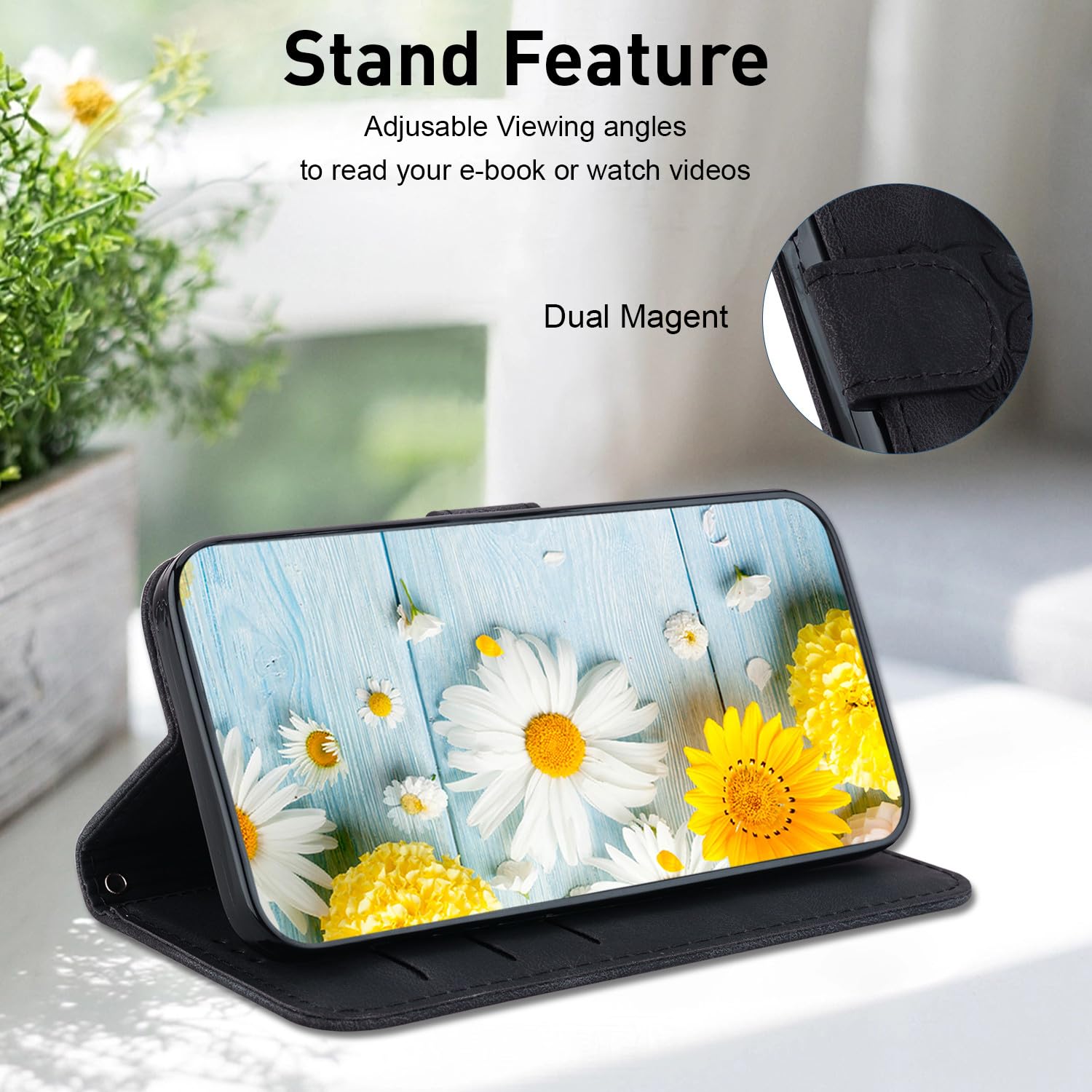 FJLBDE Wallet Case for iPhone 11 Pro, Lily Flower Pattern PU