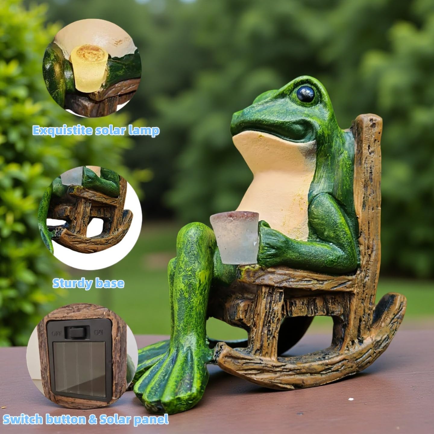 Miniature Frog Garden Statue Outdoor Decorations Figurine Light Fairy Garden Accessories Solar Frog Decor Art for Yard, Lawn,Balcony, Unique - Image 4