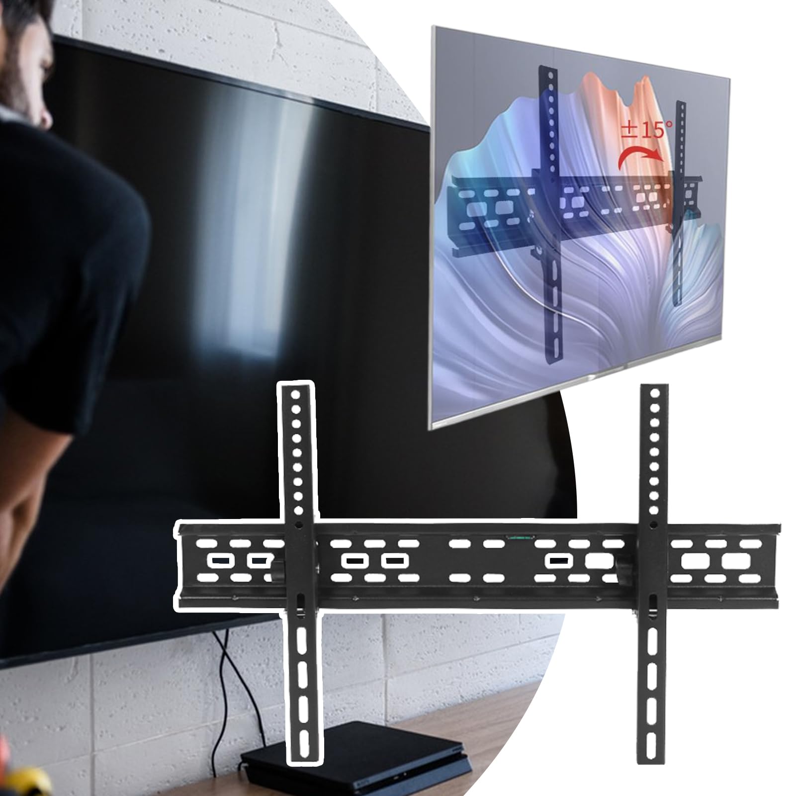 Supporto TV a Parete Braccio a Parete per TV e Monitor | Design Sottile e Moderno per Installazione Facile in Camera da e Soggiorno