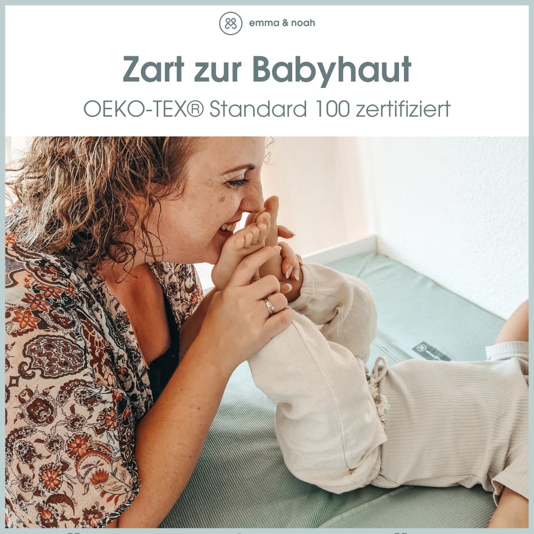 emma & noah Wickelauflagenbezug, 65x50 cm, Baby Wickelauflage für Wickeltisch, Bezug für Wickelunterlagen, 100% Bio-Baumwolle, Hygienisch und Atmungsaktiv (Essential Grau)