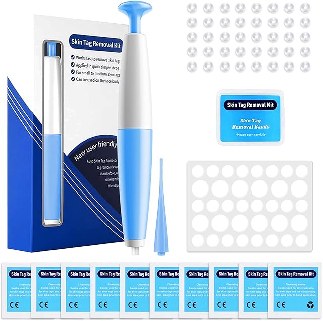 Skin Tag Remover, WANDiORY Skin Tag Removal Kit for Small to Medium 2-5mm Skin Tags (40x Removal Bands, 36 Repair Patches, 10 Cleansing Wipes), Easy to Use, Safe and Painless