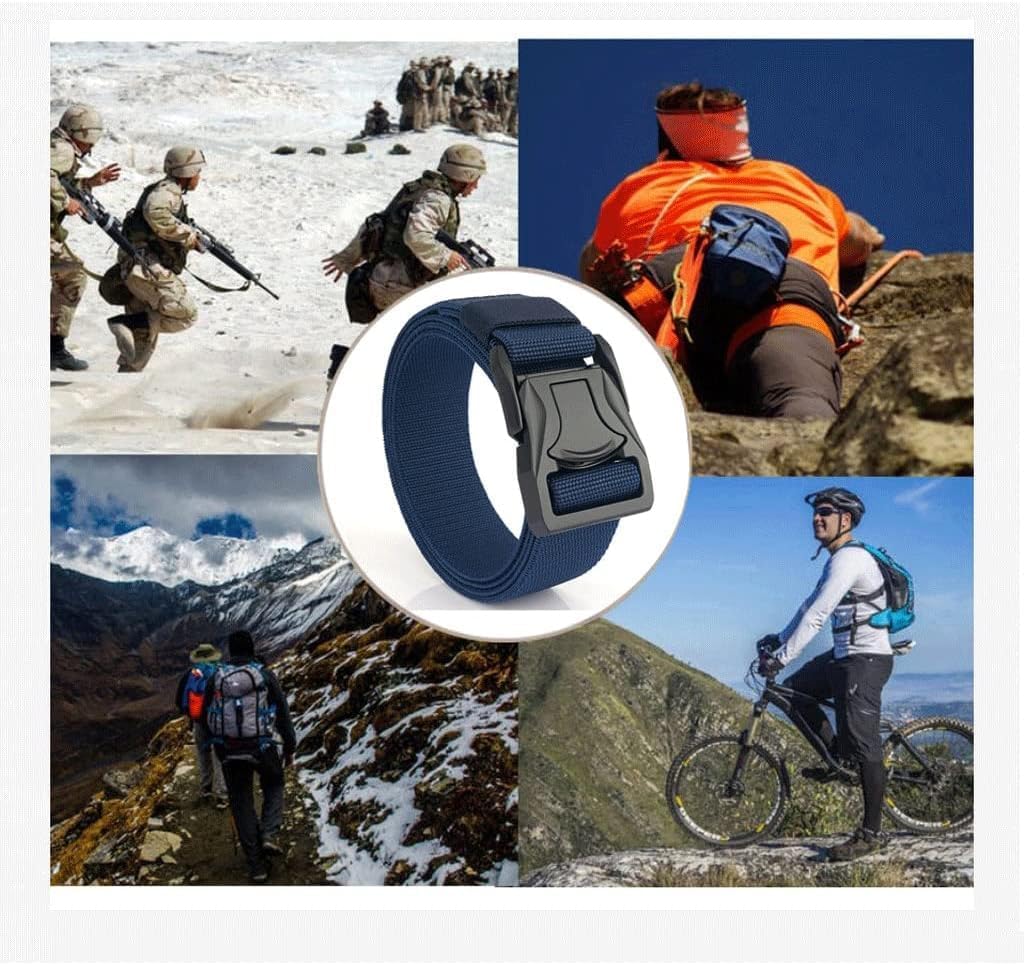 AtEEco Belt Men Quick Release Metal Pluggable Buckle Elastic Tactical Belt Durable Battle Belt Cowboy Outdoor Overalls (Color : F, Size : 125 * 3.8cm)