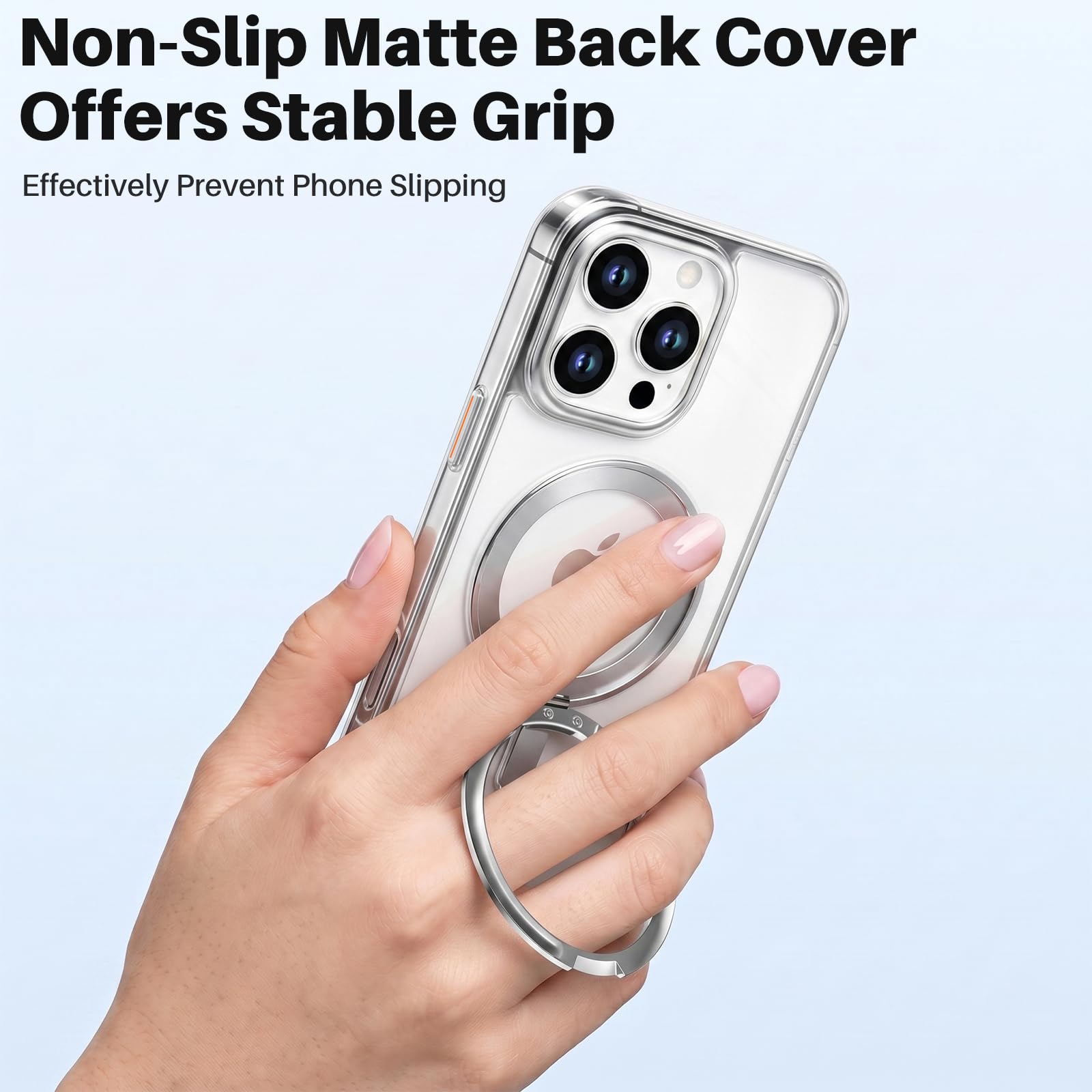 Custodia per telefono compatibile con iPhone 15 Pro con supporto ad | Cavalletto magnetico compatibile con Magsafe, protezione militare contro le cadute, cover sottile in TPU traslucido