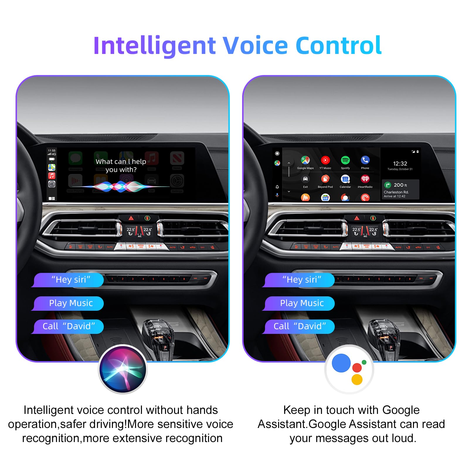 Kit de decodificador inalámbrico CarPlay y Android Auto para BMW EVO 2016+ | Plug & Play Adaptador inalámbrico CarPlay para BMW sistema EVO MGU ID5 ID6 ID7 con SWC WIFI Bluetooth Siri Navegación GPS