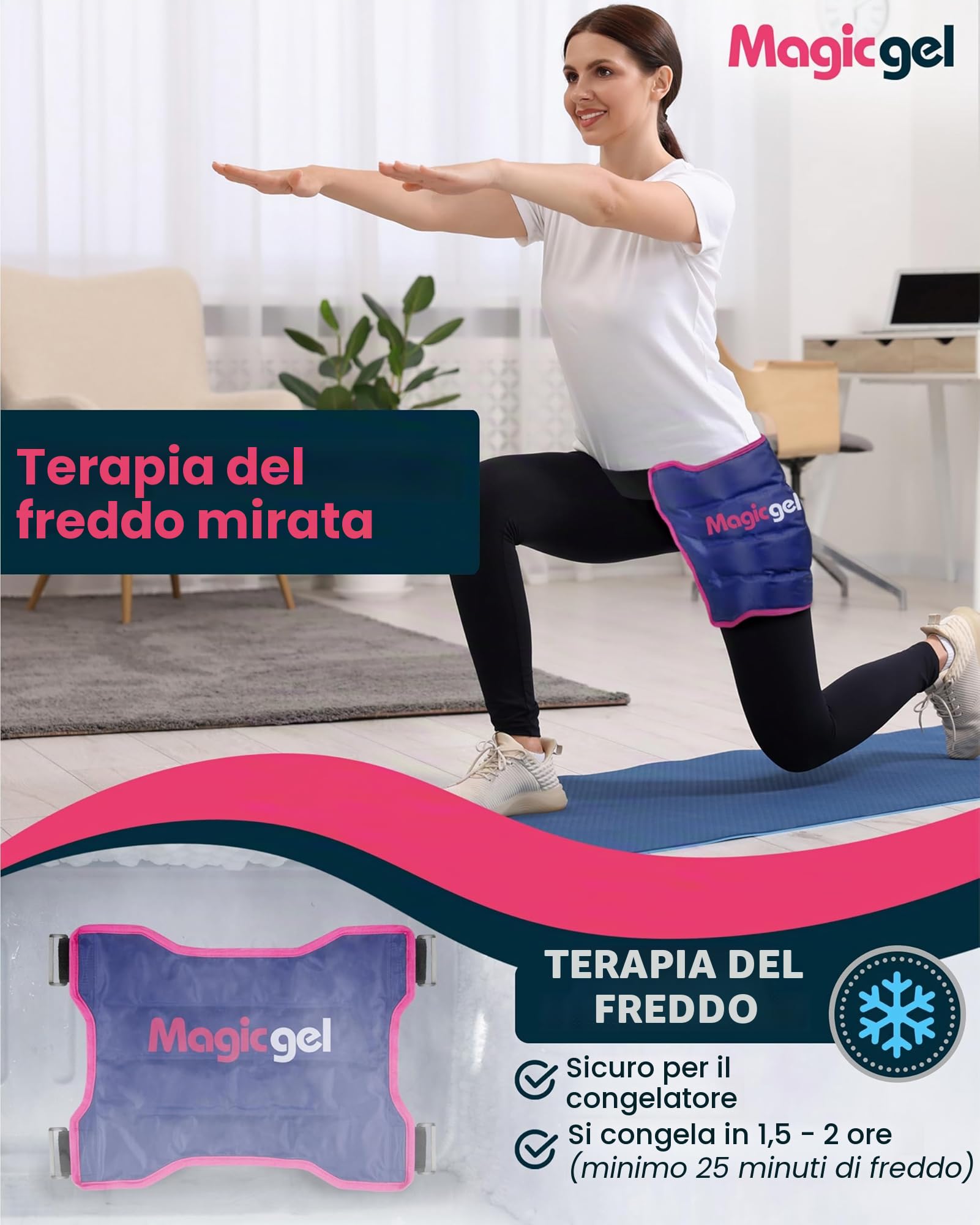 Magic Gel Fascia in Gel Ghiaccio Riutilizzabile - Caldo o Freddo per per Dolori al Fianco, Terapia Spalla, Sciatica, Dolore e Scoliosi - Sicuro e Facile da Usare