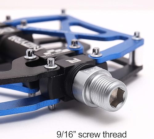 Vista 22 de MZYRH Pedales de bicicleta de montaña, ultrarresistentes, coloridos mecanizados CNC, 9/16 pulgadas, sellados con 3 pedales de rodamiento Rodamientos