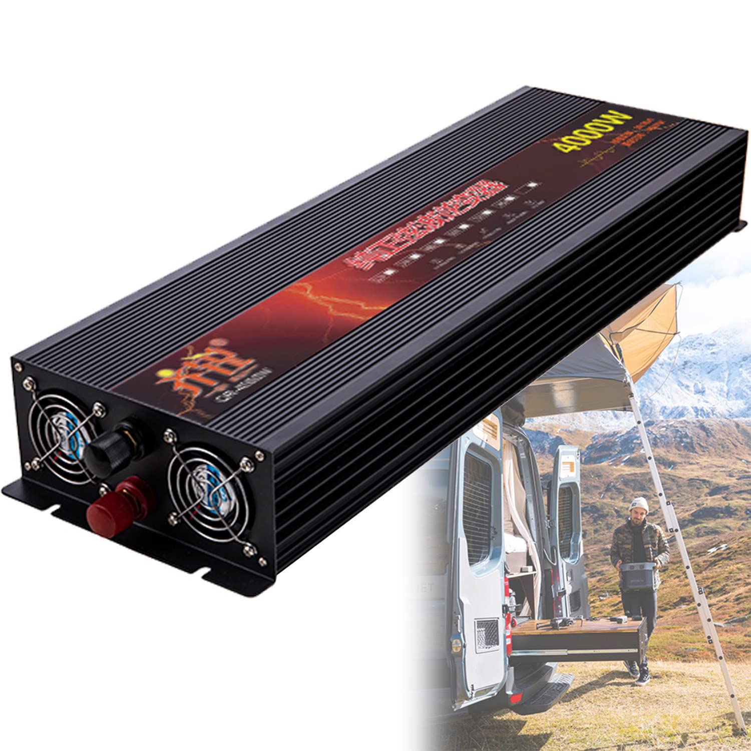 Przetwornica mocy czystej fali sinusoidalnej 2500W/3000W/4000W/5000W/6000W/8000W/10000W DC 12V/24V/48V/60V/72V/96V na AC 230V/240V Przetwornica samochodowa na kemping,4000W-12V