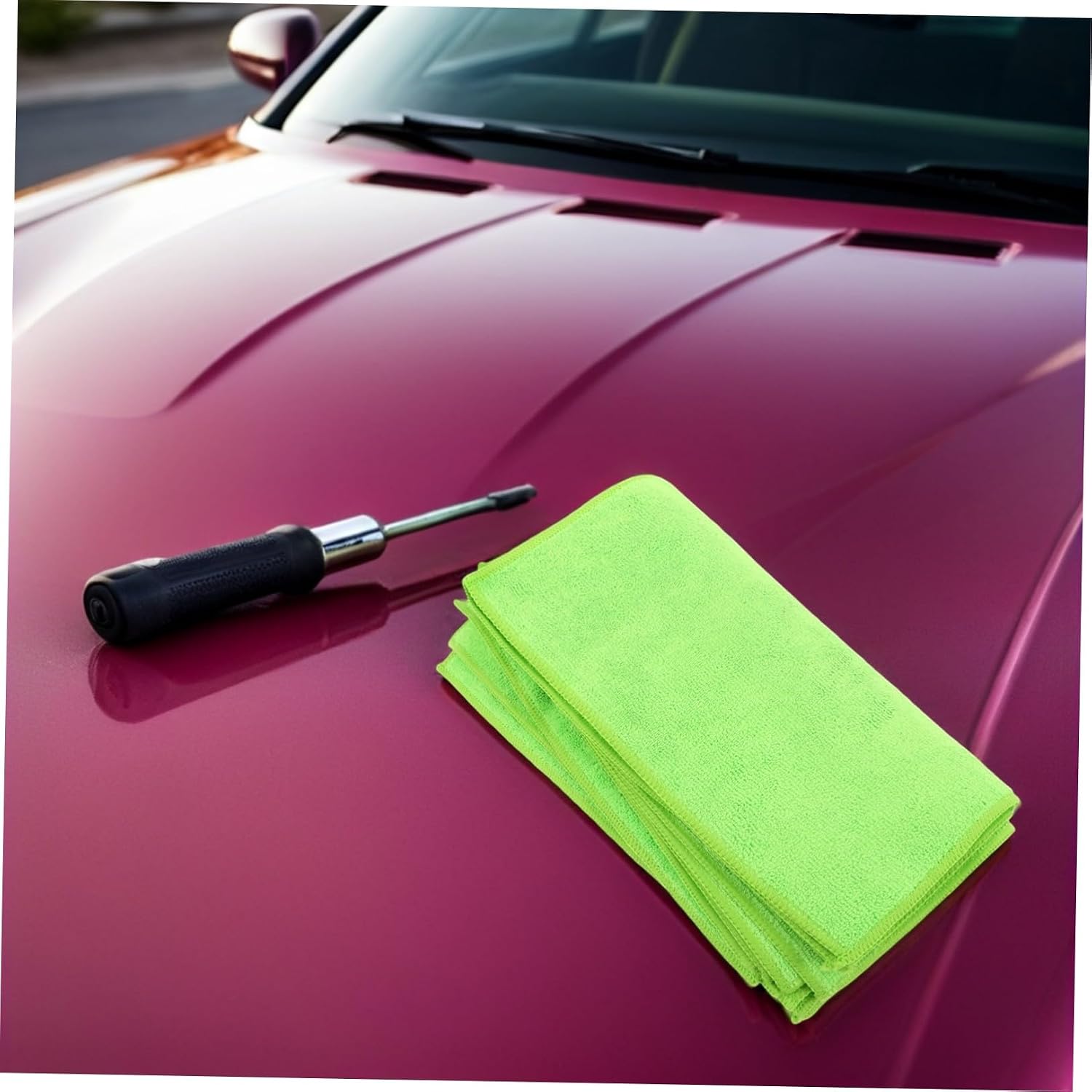 10pcs Green 30x30cm Car Wash Cloths Microfiber Automotive Detailing Towels Reusable for Interior and Exterior Cleaning, Polishing Windows, Wheels, and Dashboard