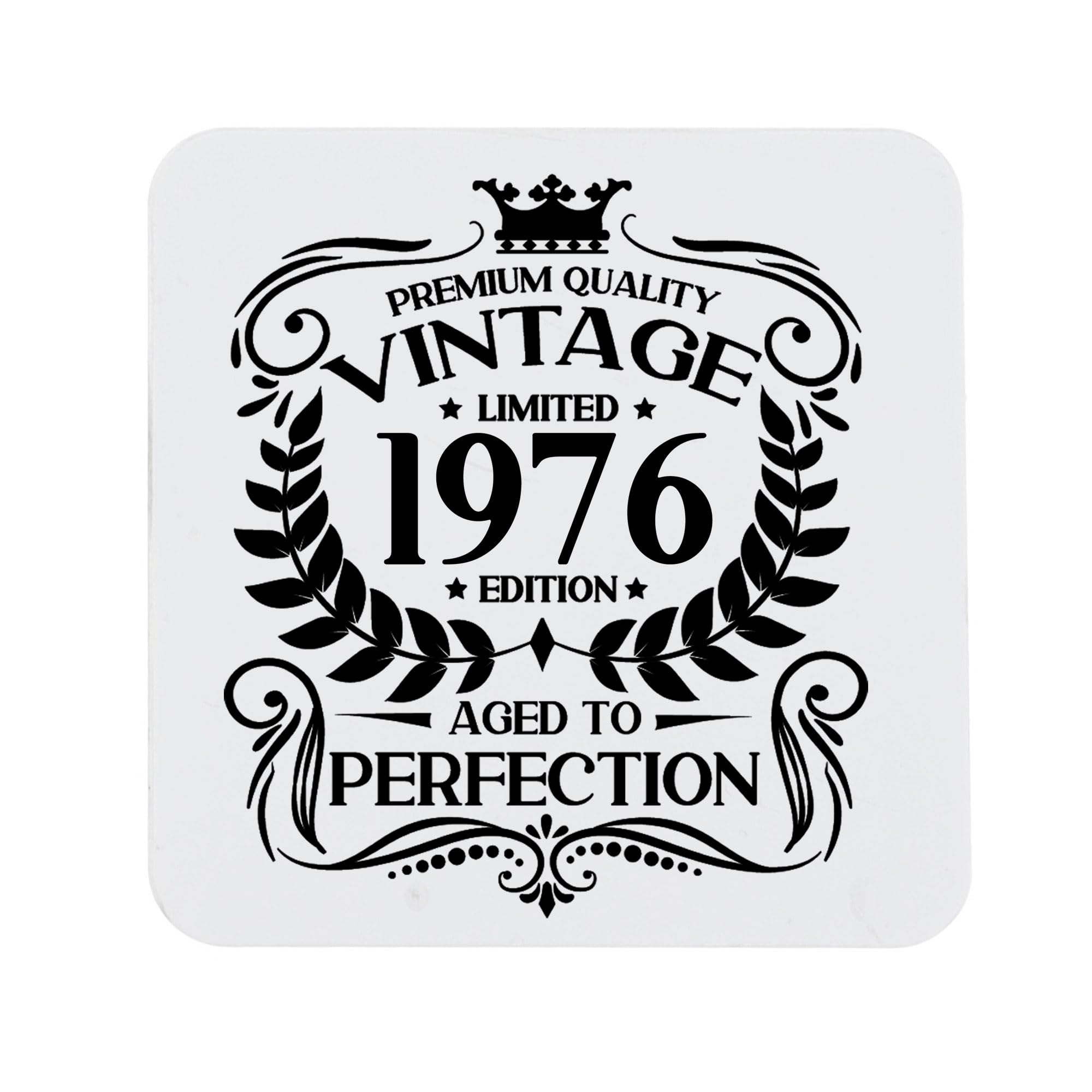 50th Birthday Gift for Men Vintage 1976 Aged to Perfection Printed Coaster Present for 50 Year Old Etched Printed Placemat (Printed Coaster)